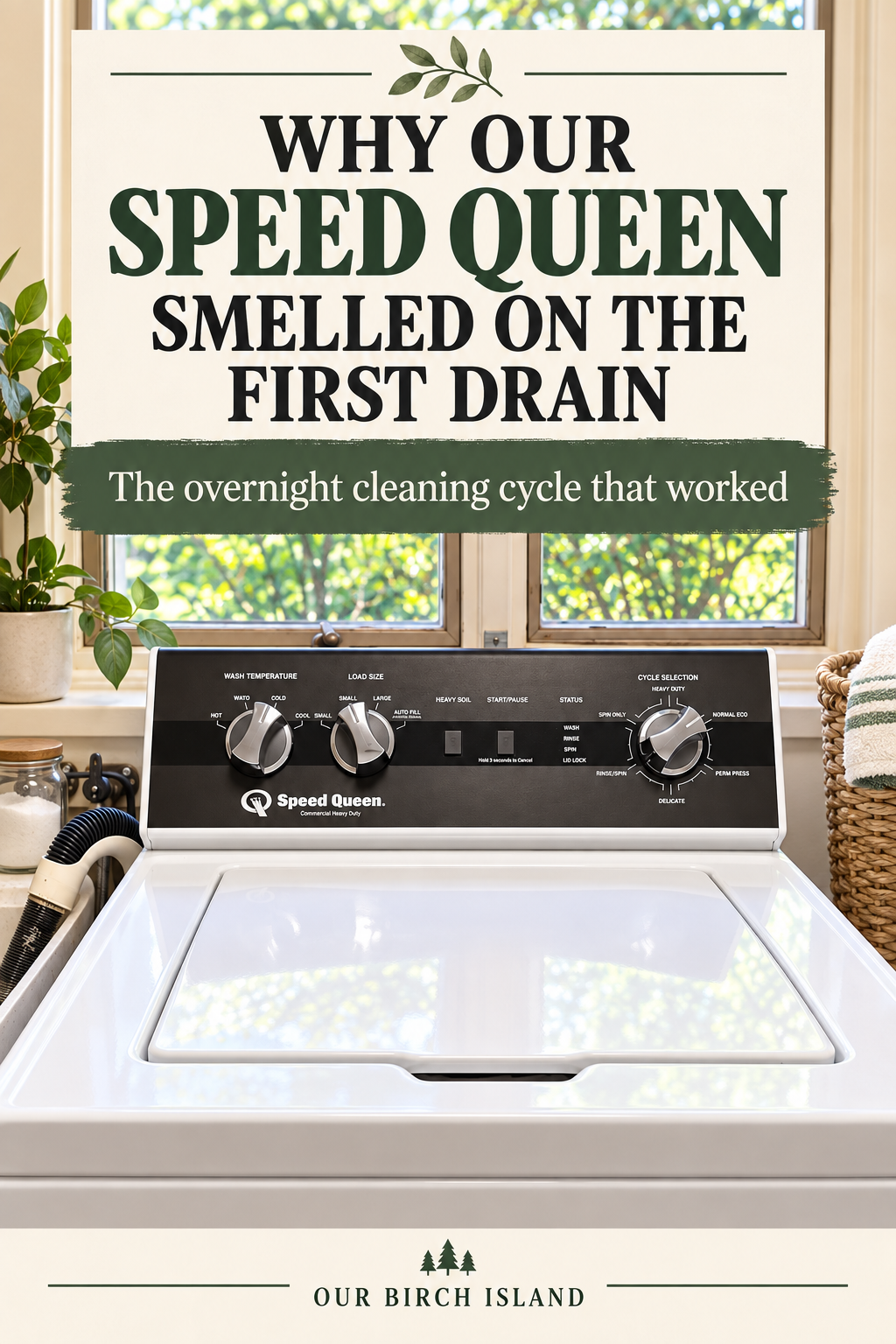 Why Our Speed Queen Smelled on the First Drain Pinterest graphic